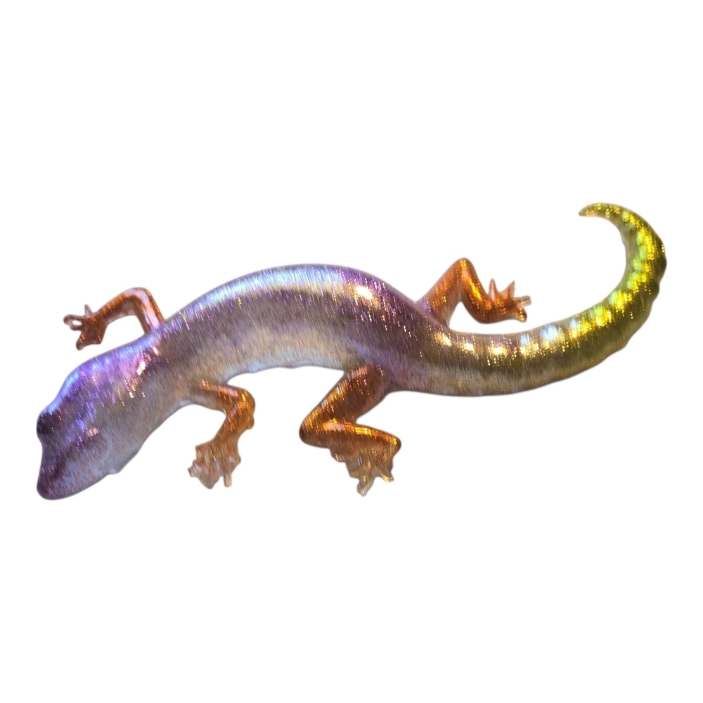 Handmade Shimmering Resin Reptile Decor - Gold and Purple